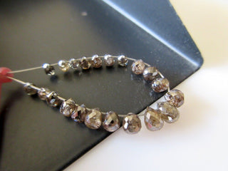 21 Pieces Clear Brown Champagne Cognac Diamond Briolette Beads, Raw Diamond Faceted Tear Drop Beads, DDS377