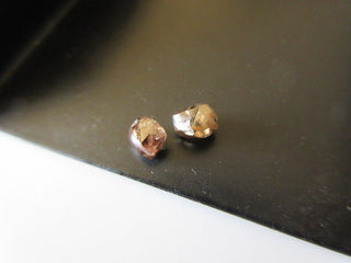 2 Pieces 4.5mm Approx. Cognac Champagne Brown Smooth Natural Raw Rough Diamond Sparkly Clear Diamonds Loose For Jewelry, DDS380/6
