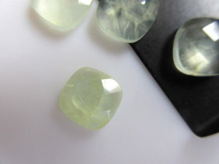 10 Pieces 10x10mm Each Natural Prehnite Cushion Shaped Faceted Loose Gemstones BB18