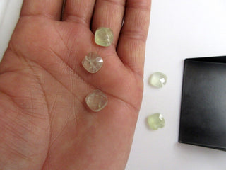 10 Pieces 10x10mm Each Natural Prehnite Cushion Shaped Faceted Loose Gemstones BB18