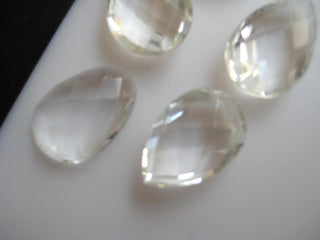 10 Pieces 14x10mm Each Natural Quartz Crystal Pear Shaped Clear White Both Side Faceted Loose Gemstones BB101