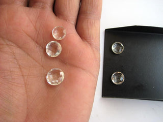 10 Pieces 11mm Each Natural Quartz Crystal Round Shaped Both Side Faceted Loose Gemstones BB103