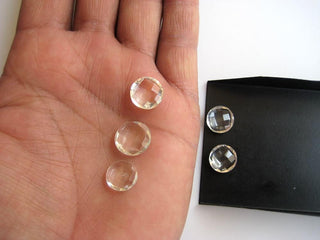 10 Pieces 12mm Each Natural Quartz Crystal Round Shaped Briolettes Both Side Faceted Loose Gemstones BB106