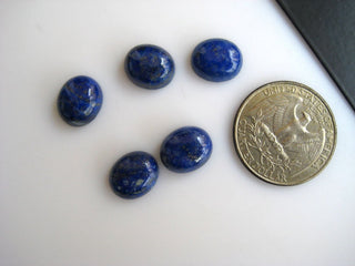 5 Pieces 12x10mm Each Natural Lapis Lazuli Oval Shaped Smooth Flat Back Loose Cabochons BB74