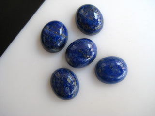 5 Pieces 12x10mm Each Natural Lapis Lazuli Oval Shaped Smooth Flat Back Loose Cabochons BB74