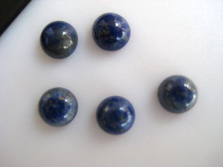 5 Pieces 14mm Each Natural Lapis Lazuli Round Shaped Blue Color Smooth Flat Back Loose Cabochons BB77