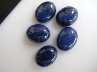 10 Pieces 10x8mm Each Natural Lapis Lazuli Oval Shaped Blue Color Smooth Flat Back Loose Cabochons BB89