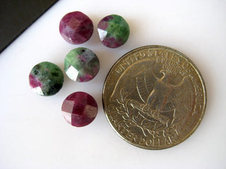 10 Pieces 8mm Each Natural Ruby Zoisite Round Shaped Both Side Faceted Loose Gemstones For Jewelry BB148