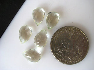 10 Pieces 12x8mm Each Natural Green Amethyst Pear Shaped Faceted Flat Back Loose Gemstones BB156