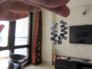 9 Pieces Salt And Pepper Raw Rough Diamond Briolette Beads Drops, First Time Ever, Black White Diamond Drops, DDS323