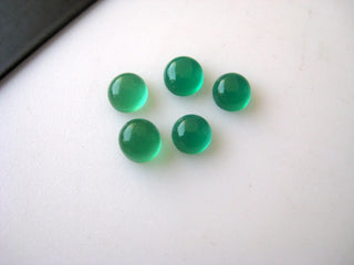 50 Pieces 4x4mm Each Green Onyx Round Shaped Smooth Flat Back Loose Cabochons BB194