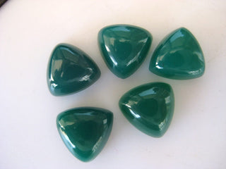 20 Pieces 10x10mm Each Natural Green Onyx Trillion Shaped Smooth Flat Back Loose Cabochons BB225