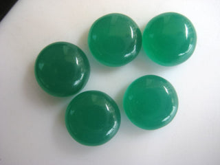 10 Pieces 11x11mm Each Green Onyx Round Shaped Smooth Flat Back Loose Cabochons BB235