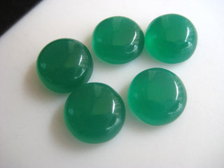 10 Pieces 11x11mm Each Green Onyx Round Shaped Smooth Flat Back Loose Cabochons BB235