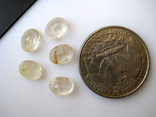 20 Pieces 8x6mm Each Gold Rutilated Quartz/Golden Rutile Oval Shaped Faceted Flat Back Loose Gemstones BB239