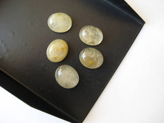 10 Pieces 11x9mm Each Gold Rutilated Quartz Oval Shaped Smooth Flat Back Loose Cabochons BB243