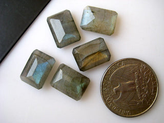 5 Pieces 14x10mm Natural Labradorite  Emerald cut Flat Back Faceted Loose Gemstones BB246