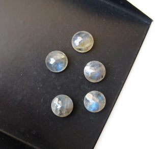 20 Pieces 7x7mm Each Natural Labradorite Round Shaped Flat Back Faceted Loose Gemstones BB263