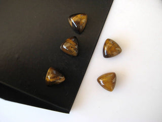 20 Pieces 8x8mm Each Tigers Eye Trillion Shaped Brown Color Flat Back Smooth Loose Cabochons BB276