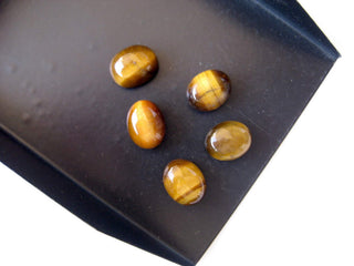 10 Pieces 10x8mm Each Tigers Eye Oval Shaped Brown Color Flat Back Smooth Loose Cabochons BB279