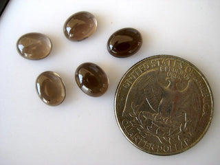 10 Pieces 9x7mm Each Natural Smoky Quartz Oval Shaped Flat Back Smooth Loose Cabochons BB296