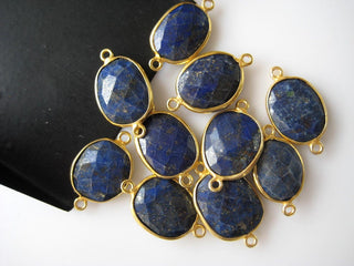 10 Pieces Lapis Lazuli Rose Cut Jewelry Bezel Connectors, Silver Gold Rose Gold Gemstone Connectors, CCC27