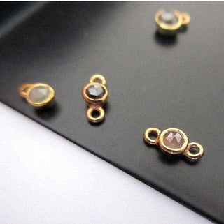 25 Pieces 5mm Rose Cut Diamond Connector Single Double Loop Sterling Silver Connectors, Gold Filled Jewelry Bezel Connectors, DDS430/8