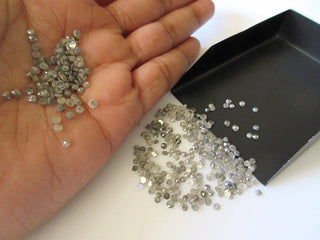 6 Pieces 3mm Salt And Pepper Rose Cut Diamond Loose Cabochon, Natural Grey Black Faceted Diamond Rose Cut, DDS408/4