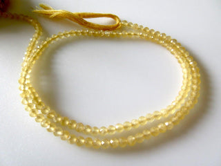 2.5mm Natural Yellow Calcite Faceted Round Rondelles Beads, Excellent Uniform Cut, 13 Inch Strand, GDS495