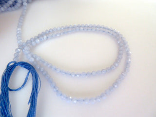 3mm Natural Aqua Blue Chalcedony Faceted Round Rondelles Beads, Excellent Uniform Cut, 13 Inch Strand, GDS498