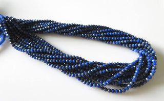 3mm Natural Lapis lazuli Faceted Round Rondelles Beads, Excellent Uniform Cut, 13 Inch Strand, GDS507