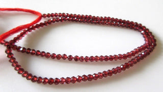 3mm Natural Mozambique Garnet Faceted Round Rondelles Beads, Excellent Uniform Cut, 13 Inch Strand, GDS510