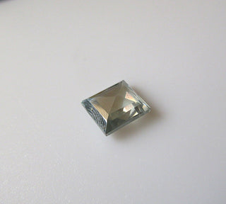 Light Blue Square Brilliant Cut Faceted Moissanite, Flat Rose Cut Cabochon, Rose Cut Diamond Slice, 9x8x3mm, MM6