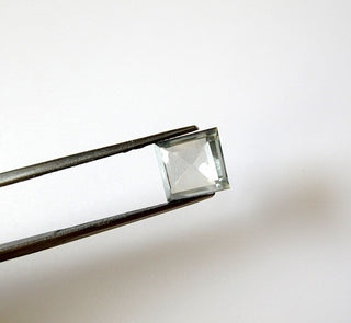 Light Blue Square Brilliant Cut Faceted Moissanite, Flat Rose Cut Cabochon, Rose Cut Diamond Slice, 9x8x3mm, MM6