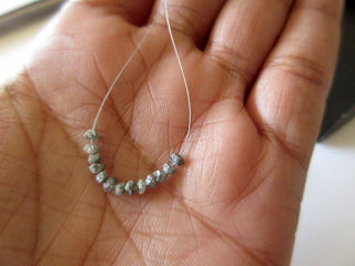 1 Carat Tiny 1mm To 2mm Raw Rough Grey Diamond Drilled Round Rondelle Beads, Natural Uncut Loose Diamond, DDS456/2