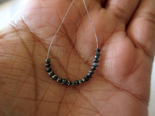 1 Carat Tiny 1mm To 2mm Raw Rough Black Diamond Drilled Round Rondelle Beads, Natural Uncut Loose Diamond, DDS456/4