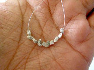 1 Carat Tiny 3mm To 4mm Raw Rough Grey White Diamond Oval Tumbles Beads, Natural Uncut Loose Diamond, DDS454/5