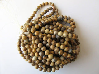 Picture Jasper Large Hole Gemstone beads, 8mm Picture Jasper Smooth Round Beads, Drill Size 1mm, 15 Inch Strand, GDS544