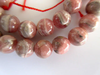 Rhodochrosite Large Hole Gemstone beads, 8mm Rhodochrosite Smooth Round Beads, Drill Size 1mm, 15 Inch Strand, GDS545