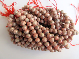 Rhodochrosite Large Hole Gemstone beads, 8mm Rhodochrosite Smooth Round Beads, Drill Size 1mm, 15 Inch Strand, GDS545