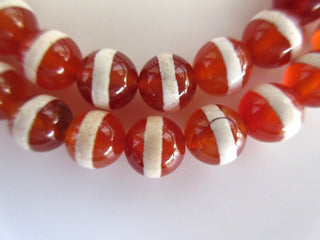 Banded Red Onyx Large Hole Gemstone beads, 8mm Banded Red Onyx Smooth Round Beads, Drill Size 1mm, 15 Inch Strand, GDS547