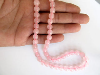 Rose Quartz Large Hole Gemstone beads, 8mm Rose Quartz Smooth Round Beads, Drill Size 1mm, 15 Inch Strand, GDS548