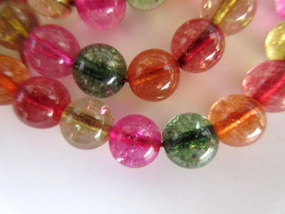 Tourmaline Color Quartz Large Hole Gemstone beads 6mm Tourmaline Quartz Smooth Round Beads Drill Size 1mm 15 Inch