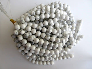 Howlite Large Hole Gemstone beads, 8mm Howlite Smooth Round Beads, Drill Size 1mm, 15 Inch Strand, GDS551