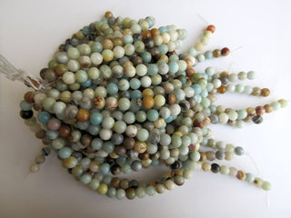 Amazonite Large Hole Gemstone beads, 8mm Amazonite Smooth Round Beads, Drill Size 1mm, 15 Inch Strand, GDS552