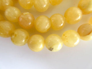 Yellow Calcite Large Hole Gemstone beads, 8mm Yellow Calcite Smooth Round Beads, Drill Size 1mm, 15 Inch Strand, GDS553