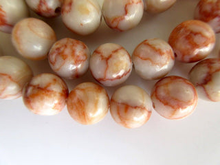 Orange Jasper Large Hole Gemstone beads, 8mm Orange Jasper Smooth Round Beads, Drill Size 1mm, 15 Inch Strand, GDS555