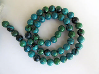 Chrysocolla Large Hole Gemstone beads, 8mm Chrysocolla Smooth Round Beads, Drill Size 1mm, 15 Inch Strand, GDS556