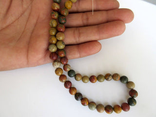 Multi Agate Large Hole Gemstone beads, 8mm Multi Agate Smooth Round Beads, Drill Size 1mm, 15 Inch Strand, GDS557