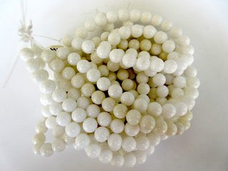 White Agate Large Hole Gemstone beads, 8mm White Agate Smooth Round Beads, Drill Size 1mm, 15 Inch Strand, GDS558